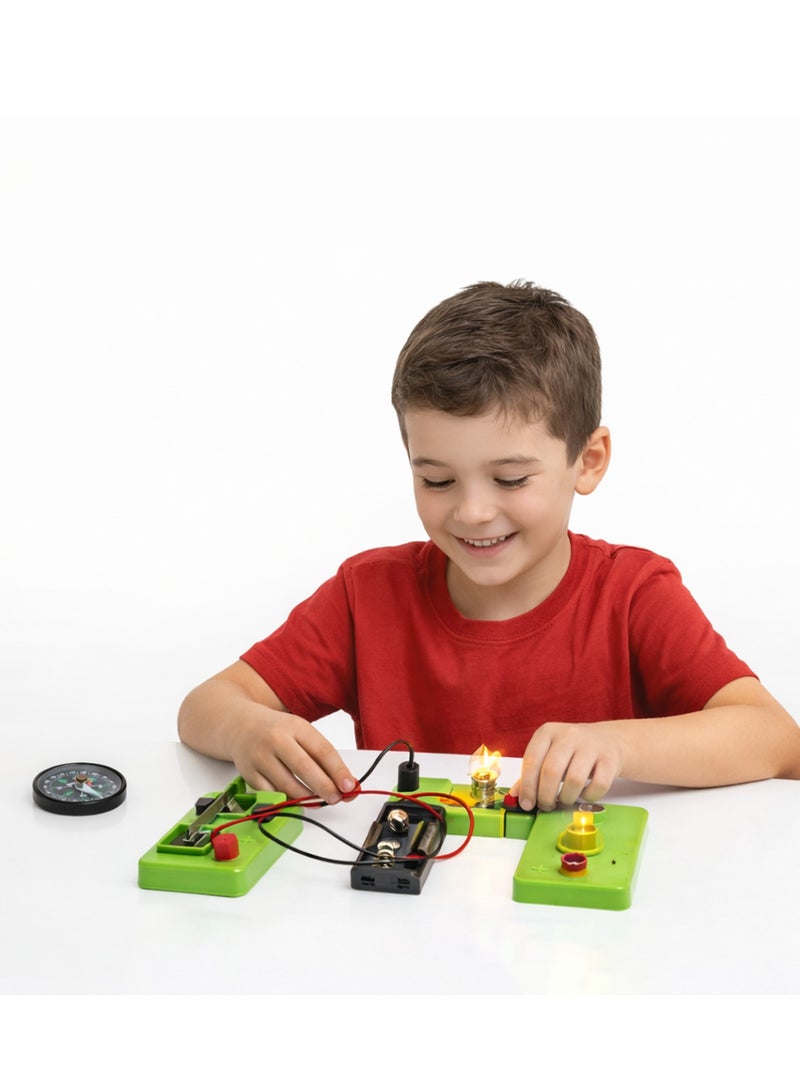 melfi طقم تجارب كهربائية للطلاب من ملفي | طقم تعلم الدوائر الكهربائية الأساسية مع مفتاح، مصباح، حاملة بطارية، أسلاك وبوصلة | طقم تعليمي علمي لمشاريع المدرسة - Image 4